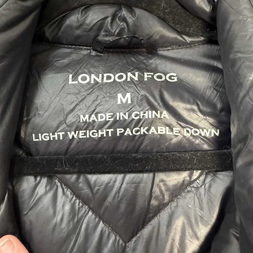 London Fog Jacket Womens Medium Black Lightweight Packable Down Puffer Quilted